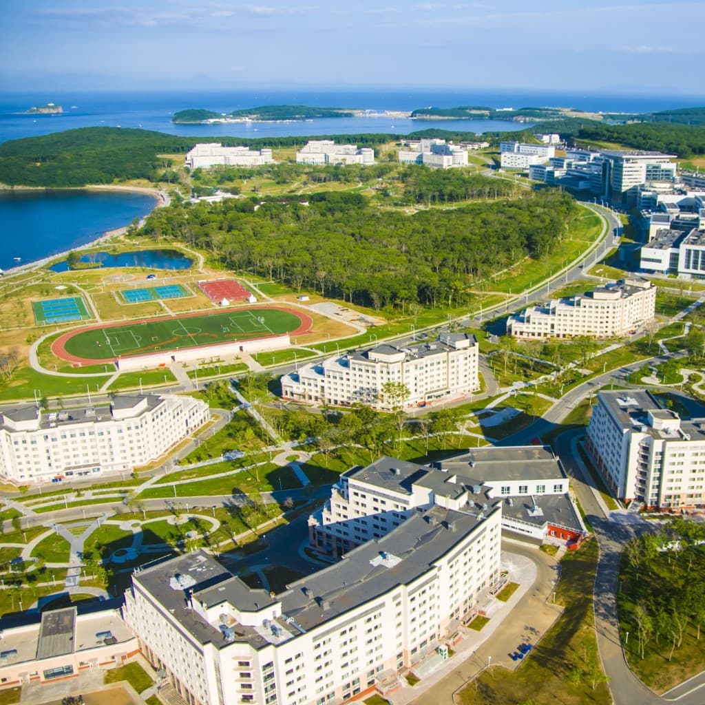 Aerial view of a USA university campus